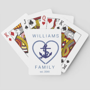 Nautical Anchor Heart Theme Family Reunion Poker B Playing Cards