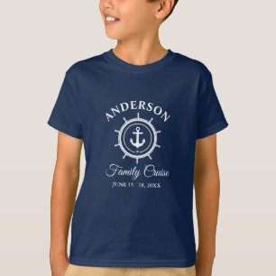 Nautical Anchor Helm Family Cruise Navy Blue Kids T-Shirt