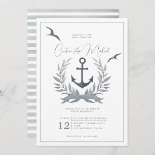 Nautical anchor herald wedding invitation