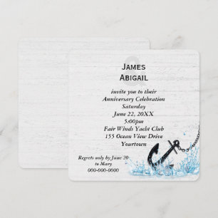 Nautical Anchor In Water Anniversary Party Invitation