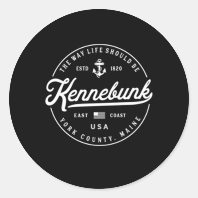 Nautical Anchor Kennebunk Maine Travel Vacation Classic Round Sticker (Front)