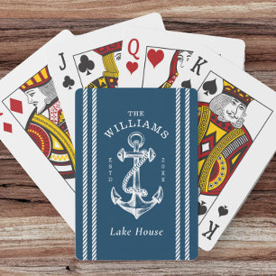 Nautical Anchor Lake House Navy Blue Playing Cards