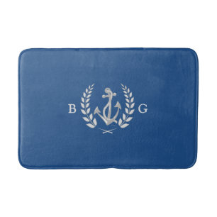 Nautical Anchor, Laurel Wreath Monogram Bath Mats