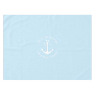 Nautical anchor light blue Custom Welcome Aboard  Tablecloth