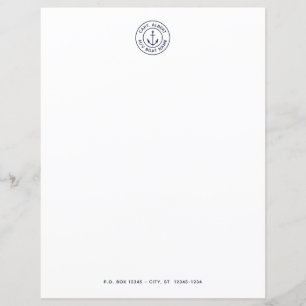 Nautical Anchor Logo Personalised Paper Sheet