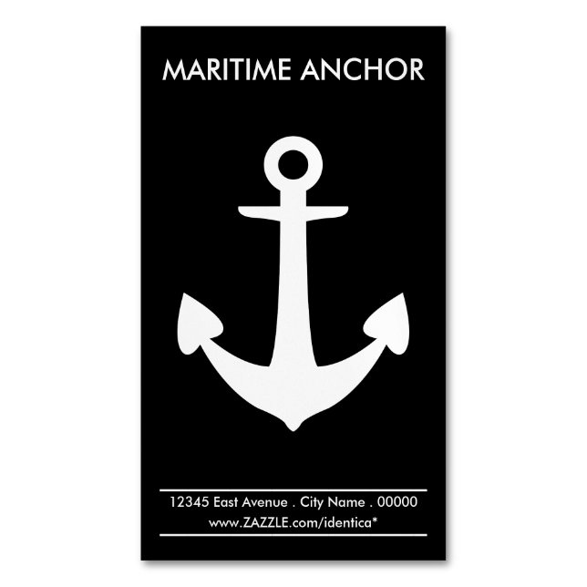 Nautical Anchor Magnetic Business Card (Front Vertical)