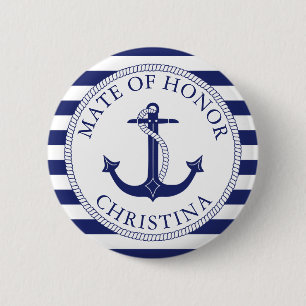 Nautical Anchor Mate of Honour Bachelorette Party 6 Cm Round Badge