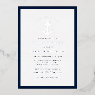 Nautical Anchor Minimalist Boy Baby Shower Silver
