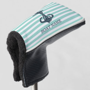 Nautical,Anchor,Mint Green Stripes Golf Head Cover