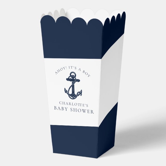 Nautical Anchor Modern Boy Baby Shower Favour Box (Front)