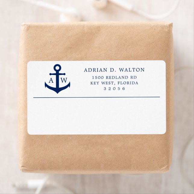 Nautical Anchor Monogram Business Return Address (Insitu)