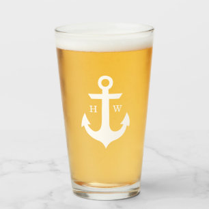Nautical Anchor Monogram Glass