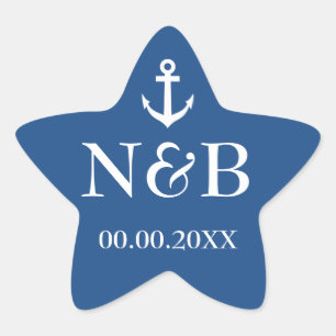 Nautical anchor monogram wedding favour stickers