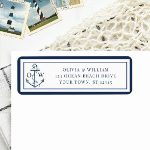 Nautical Anchor Monogram Wedding Return Address