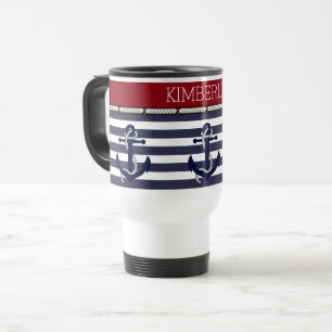 Nautical Anchor Motif Choose Your Colour Custom Travel Mug