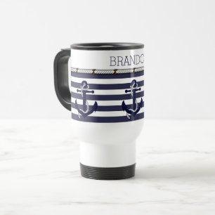 Nautical Anchor Motif Choose Your Colour Custom Travel Mug