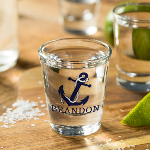 Nautical Anchor Motif Choose Your Name Custom Shot Glass