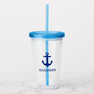 Nautical Anchor Name Blue Acrylic Tumbler