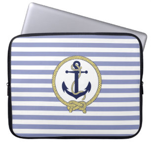Nautical anchor/Nautical Seaman's knot/stripes Laptop Sleeve