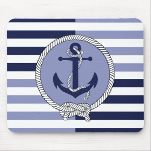 Nautical Anchor/Nautical Seaman's knot/stripes Mouse Mat