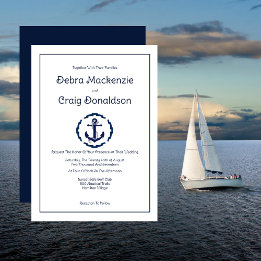Nautical Anchor, Navy and White Wedding Invitation