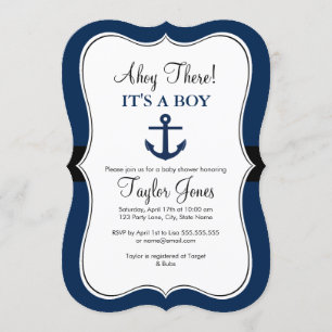 Nautical Anchor Navy Baby Shower Invitation