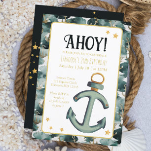 Nautical Anchor Navy Birthday Invitation