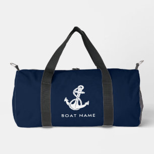 Nautical Anchor Navy Blue Boat Crew Custom Duffle Bag
