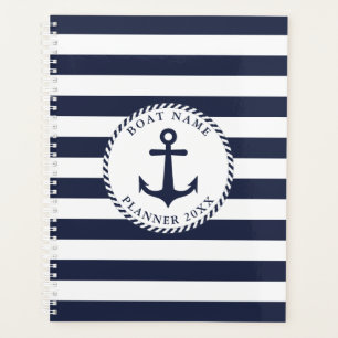 Nautical Anchor Navy Blue Boat Name 2024 Planner