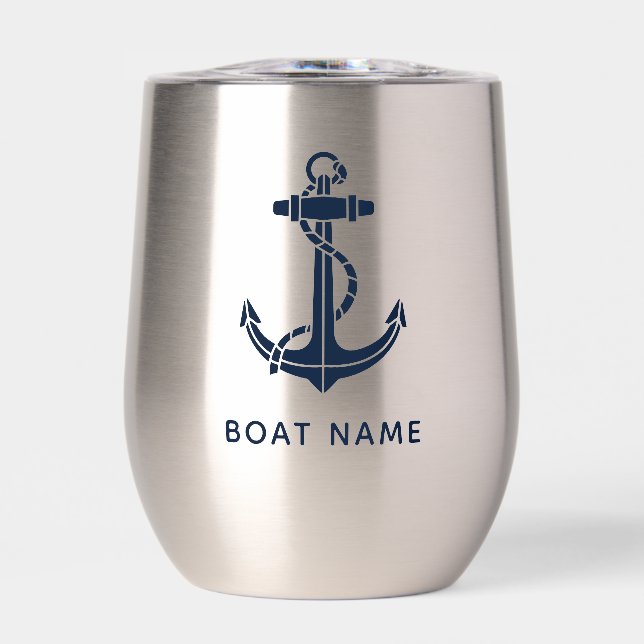Nautical Anchor Navy Blue Boat Name Custom (Front)