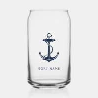 Nautical Anchor Navy Blue Boat Name Custom