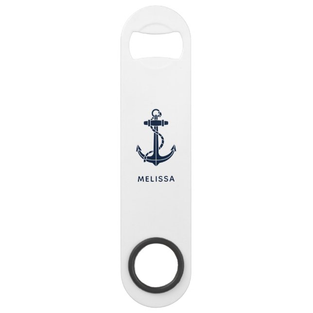 Nautical Anchor Navy Blue Boat Name Personalised (Front)