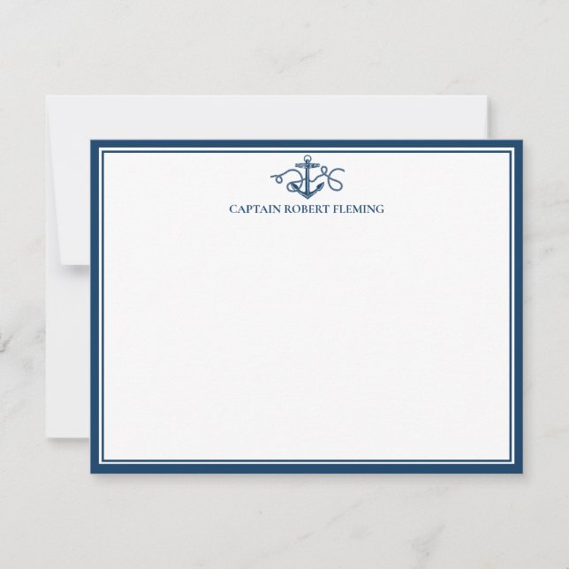 Nautical Anchor Navy Blue Border Card (Front)