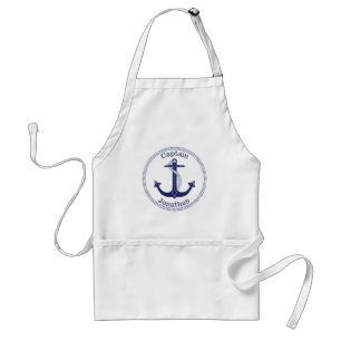 Nautical Anchor Navy Blue Captain Personalised Standard Apron