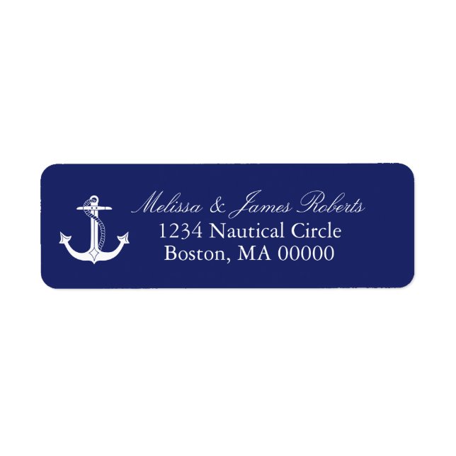 Nautical Anchor Navy Blue Coastal Return Address (Front)