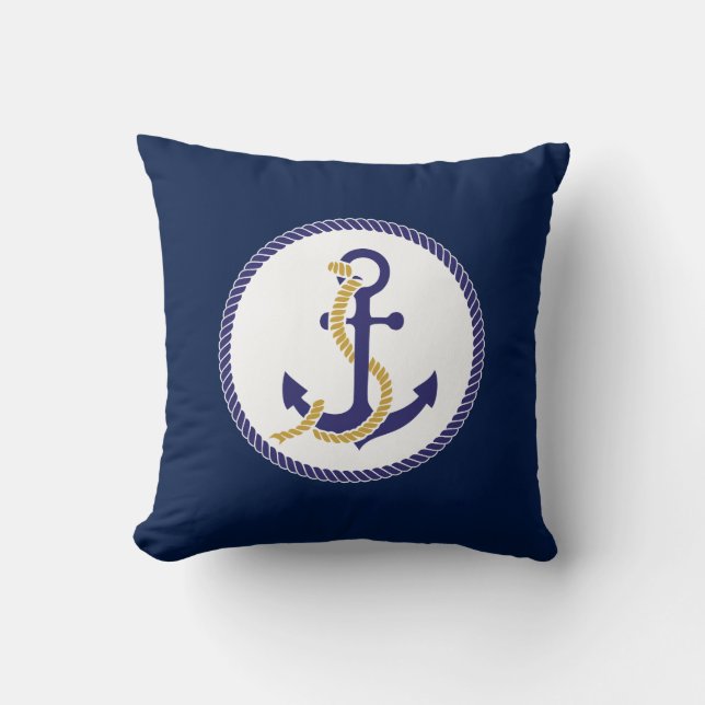 Nautical Anchor Navy Blue Cushion (Front)