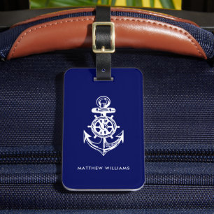 Nautical Anchor Navy Blue Custom Luggage Tag
