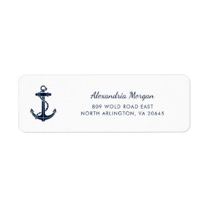 Nautical Anchor Navy Blue Custom Return Address