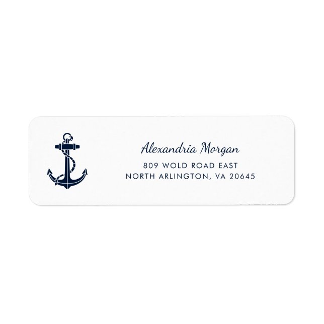 Nautical Anchor Navy Blue Custom Return Address (Front)