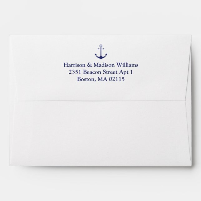 Nautical anchor navy blue custom Return Address Envelope (Back (Top Flap))