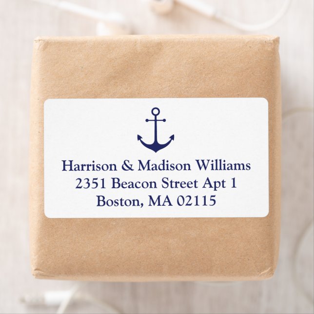 Nautical anchor navy blue custom Return Address La (Insitu)