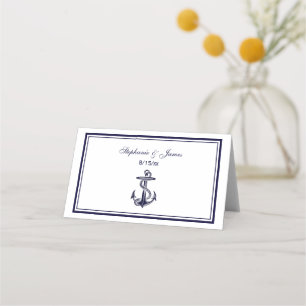 Nautical Anchor Navy Blue Framed 2 Escort Card