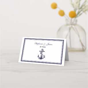 Nautical Anchor Navy Blue Framed 2 Escort Card