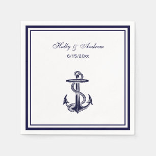 Nautical Anchor Navy Blue Framed 2 Napkins