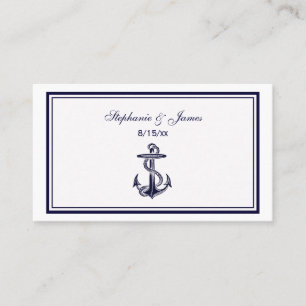 Nautical Anchor Navy Blue Framed 2 Place Cards