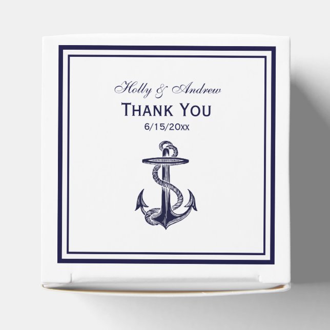 Nautical Anchor Navy Blue Framed 2 TY Favour Box (Top)