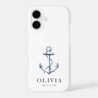 Nautical Anchor Navy Blue Gold Monogram
