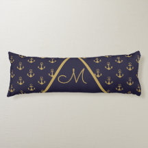Nautical Anchor Navy Blue Gold Monogram