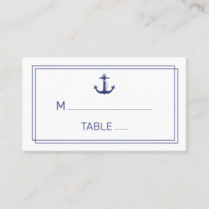Nautical Anchor Navy Blue Minimalist Wedding Place Card