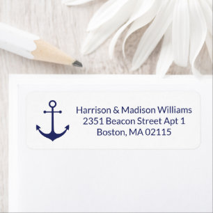 Nautical anchor navy blue modern Return Address